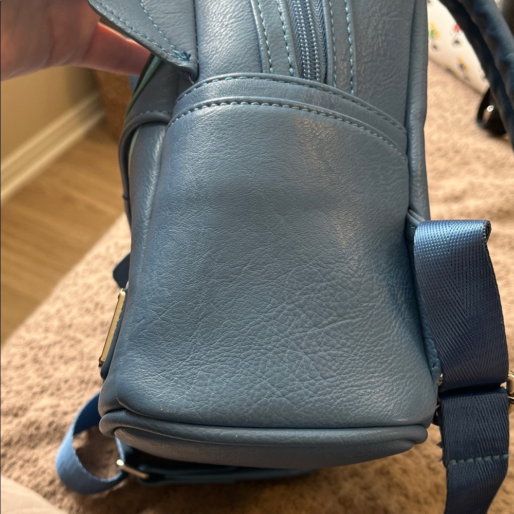 Loungefly Stitch Face Blue Mini Backpack with Teal & Pink Accents - Picture 7 of 10